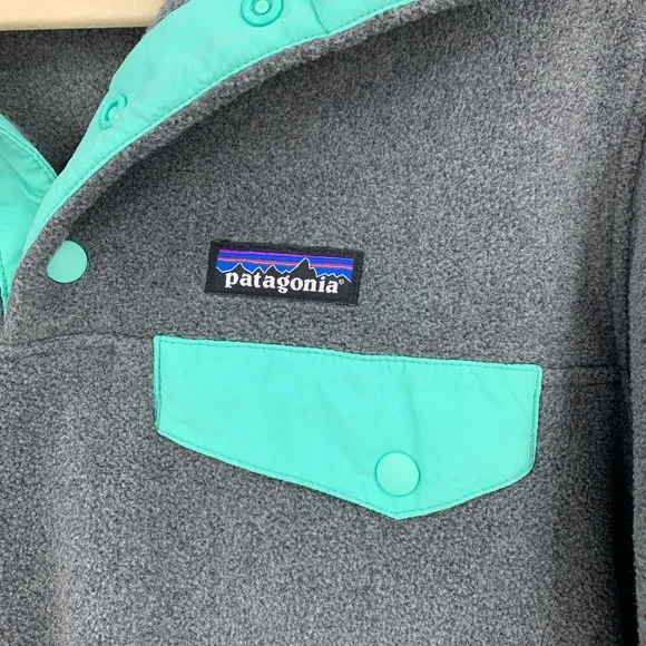 Patagonia Synchilla Snap-T Pullover Grey & Mint Green Sz S - Picture 4 of 10